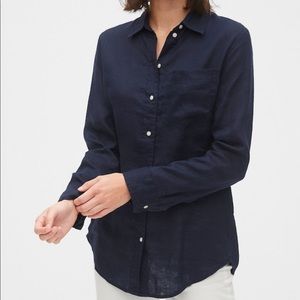 GAP Navy Boyfriend Fit Linen